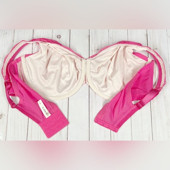 Cacique Hot Pink Lined Underwire Lace Minimizer Bra Size 44DD - Picture 5 of 8